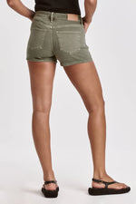 Ava Mid Rise Embroidery Shorts-Army Moss