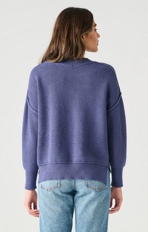 Drop Shoulder Sweater-Deep Blue