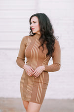 Mari Rib Knit Mini Sweater Dress-Tobacco Brown