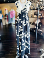 Printed Tie Back Maxi Dress-Black FINAL SALE