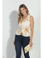 Shirred Sleeveless Tank-Caramel TD