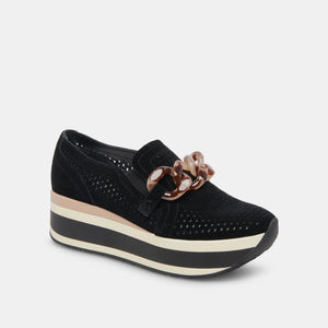 Jhenee Perforated Sneakers- Onyx Suede