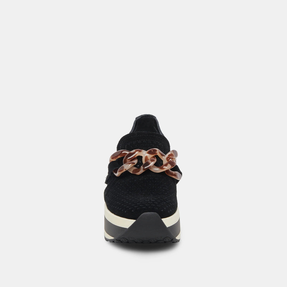 Jhenee Perforated Sneakers- Onyx Suede