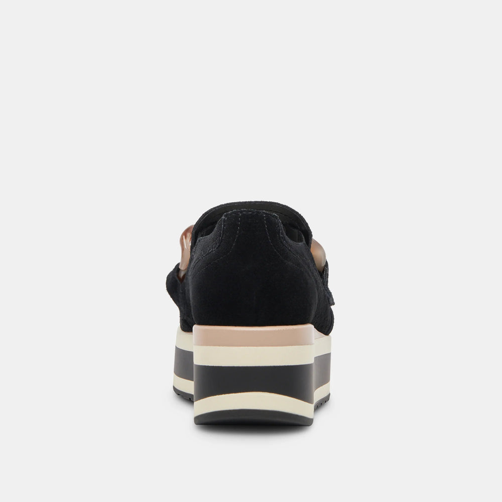 Jhenee Perforated Sneakers- Onyx Suede
