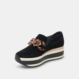 Jhenee Perforated Sneakers- Onyx Suede