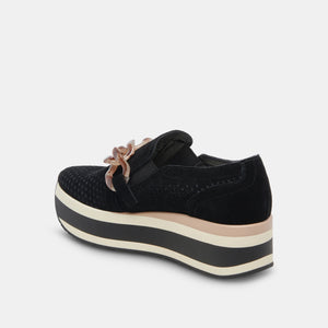 Jhenee Perforated Sneakers- Onyx Suede