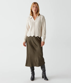 Leila Bias Cut Midi Skirt-Dolma