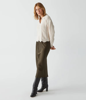 Leila Bias Cut Midi Skirt-Dolma