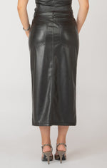 Faux Leather Midi Skirt-Black