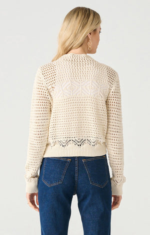 Mockneck Crochet Sweater-Ecru FINAL SALE