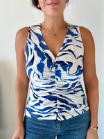 Shirred Sleeveless Tank-Oceana FINAL SALE