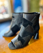 Park Leather Suede Patchwork Boots-Black