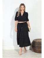 3 Tiered Shirred Skirt-Black FINAL SALE