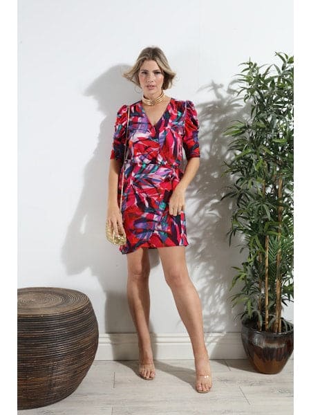 Puffy 3/4 Sleeve Dress-Palmera FINAL SALE