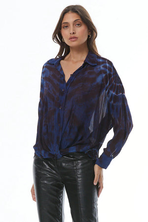 Tourist Chiffon Top-Jewel Blue