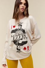 Sun Records x Elvis King of Hearts LS Tee-Dirty White