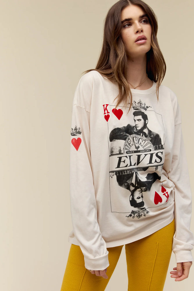 Sun Records x Elvis King of Hearts LS Tee-Dirty White