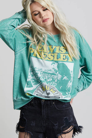 Elvis LS Burnout Sweatshirt-Dill Weed