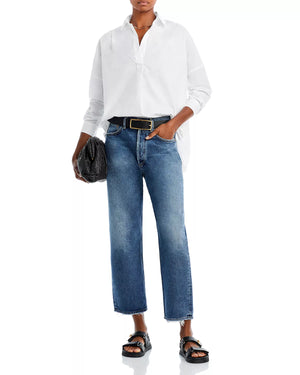 Rhodes Poplin Popover Shirt- Linen White