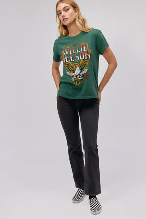 Willie Nelson Abott Texas Tour Tee-Stormy Green