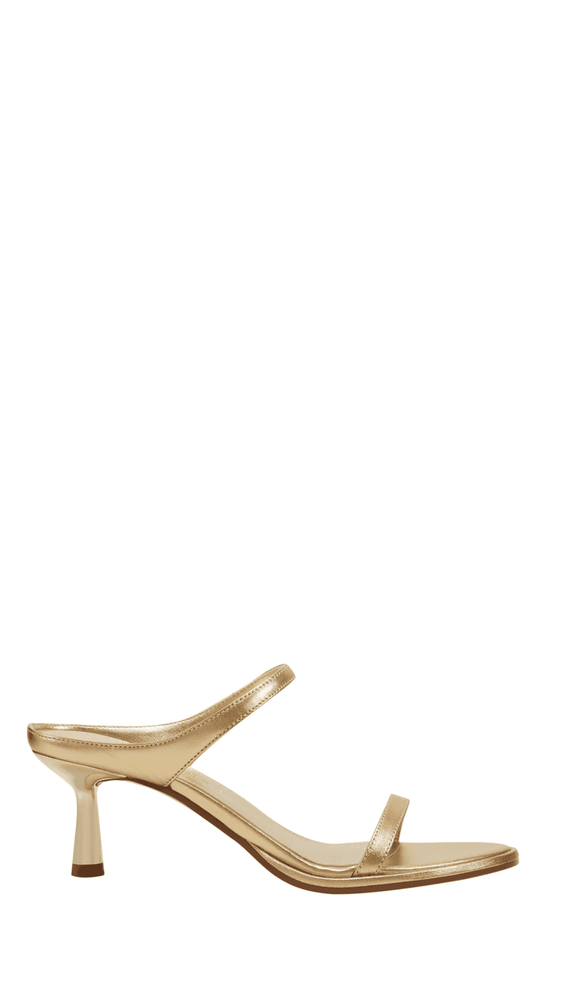 Alonde Heeled Slide Sandal-Gold Leather