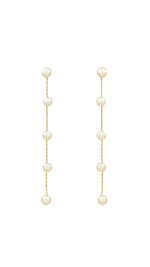 Pearl Chain Drop Earrings-Cream/Gold