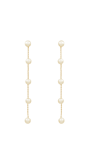 Pearl Chain Drop Earrings-Cream/Gold