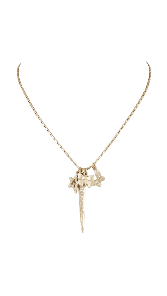 Spike & Butterfly Multi Charm Necklace-Gold