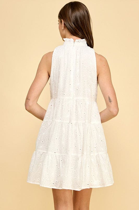 Multi Tiered Sleeveless Dress-White