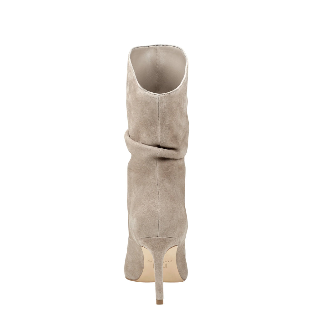 Angi Pointy Toe Stiletto Bootie-Taupe Suede