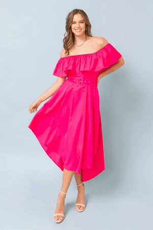Hi Lo Dress-Fuchsia