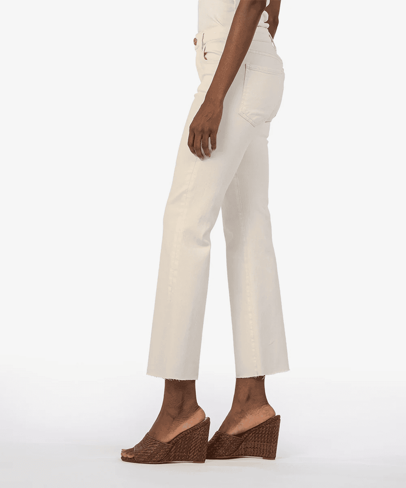 Kelsey Raw Hem Ankle Flare-Ecru