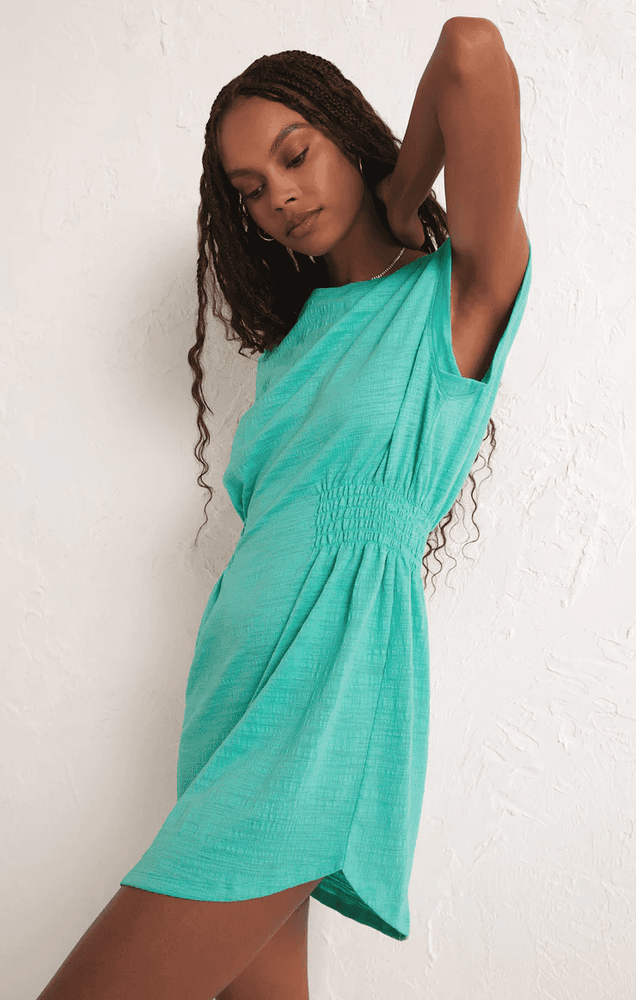 Rowan Textured Mini Dress-Cabana Green