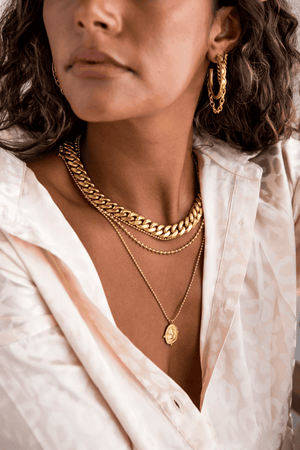 Beaded Double Necklace-Gold