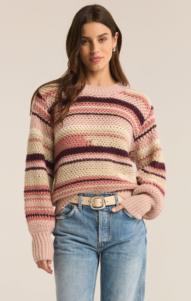 Asheville Stripe Sweater-Rosebud