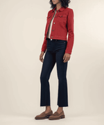 Julia Crop Denim Trucker Jacket-Red