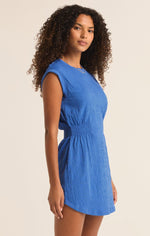 Rowan Textured Mini Dress-Blue Wave