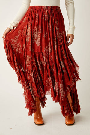 Printed Clover Skirt-Rust Combo