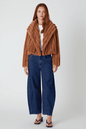 Faux Fur Cropped Jacket-Time Flies