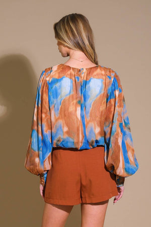 LS Printed Top-Brown Blue