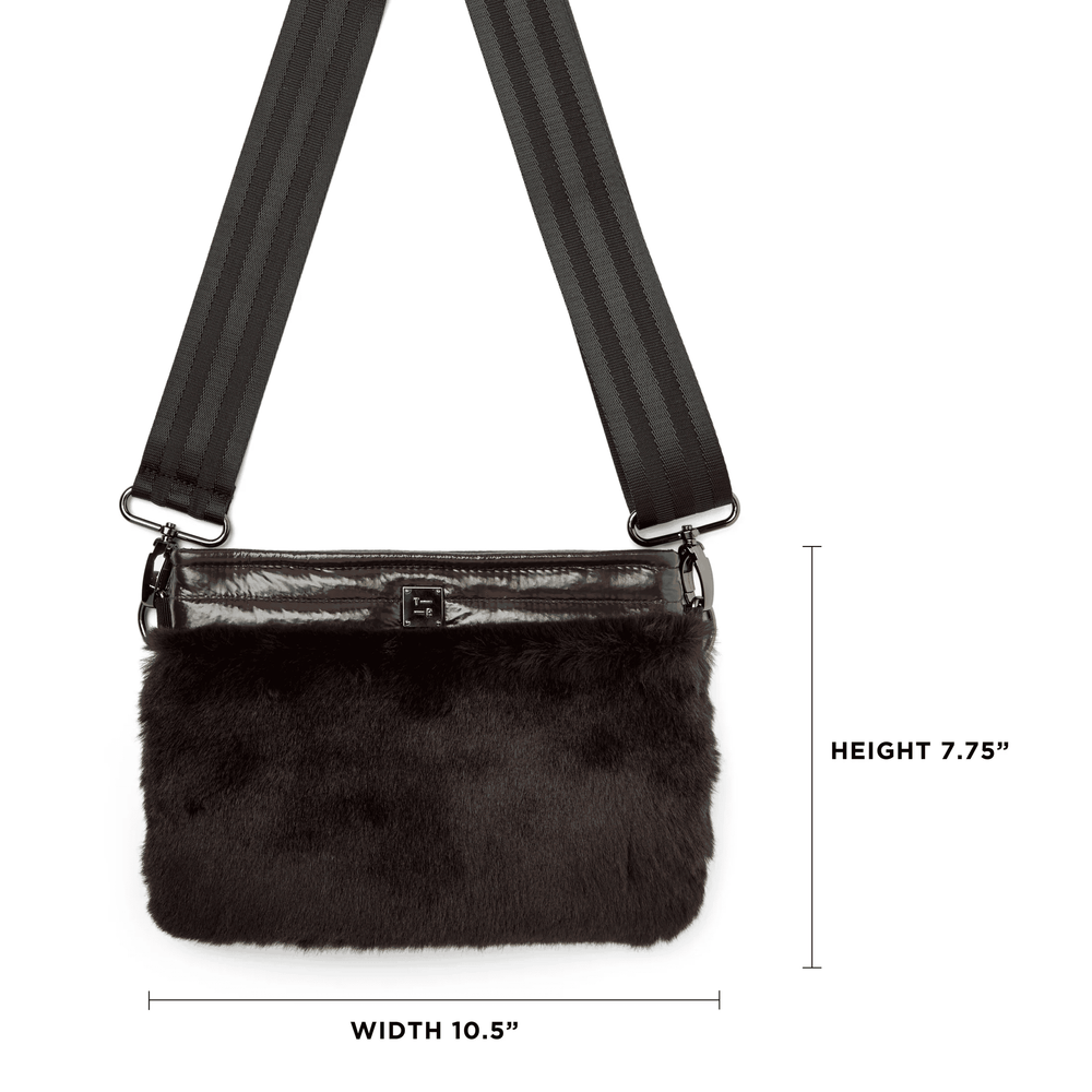 Bum Bag 2.0- Glossy Chocolate w Faux Fur