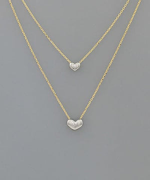 Two-tone Heart Pendant Dual Necklace