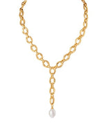 Pearl Chain Necklace- Gold