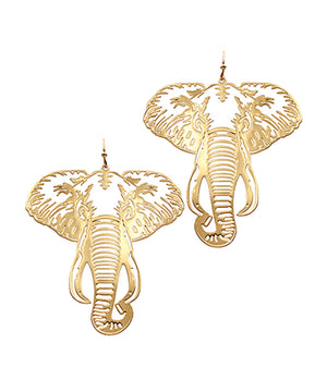 Filigree Elephant Earrings-Gold