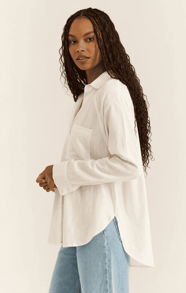 The Perfect Linen Top-White