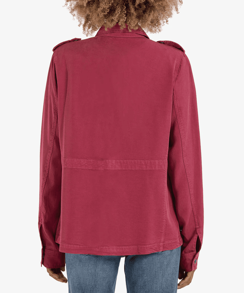 Brinley Waist Tie Utility Jacket- Bordeaux