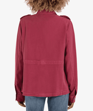 Brinley Waist Tie Utility Jacket- Bordeaux