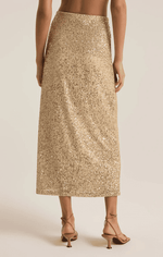 Saturn Sequin Midi Skirt-Champagne