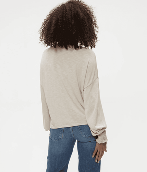 Lila Mock Neck Top-Oatmeal