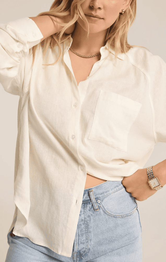 The Perfect Linen Top-White